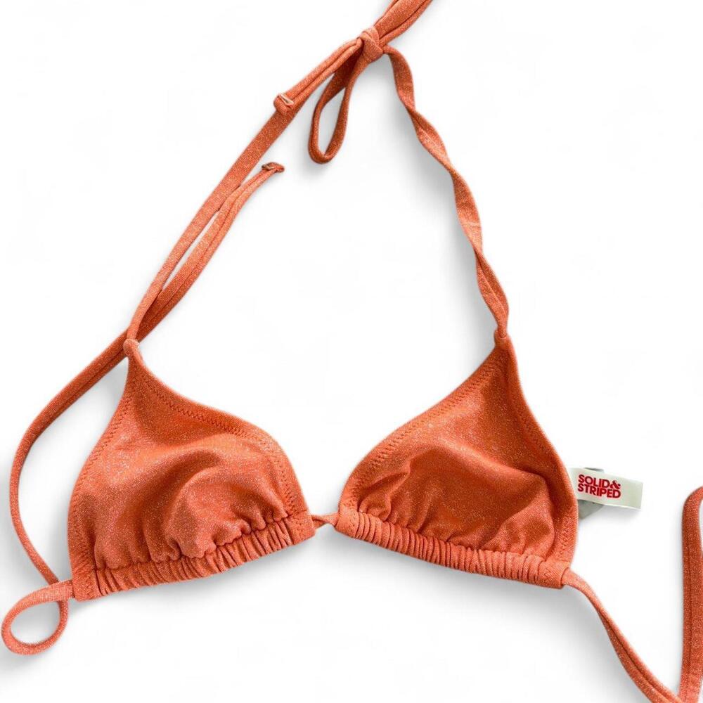 Solid and Striped coral bikini top
